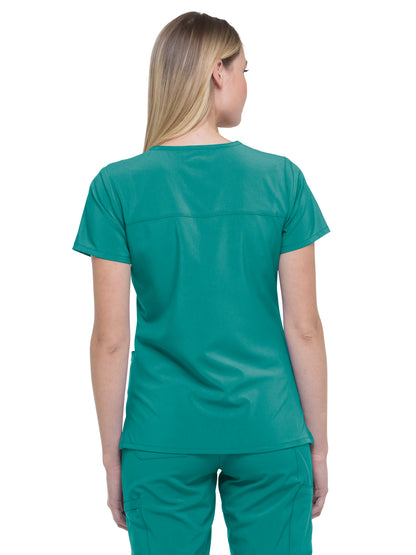 Women's 2-Pocket Contemporary Scrub Top - DK625 - Teal Blue