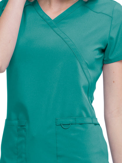 Women's 2-Pocket Contemporary Scrub Top - DK625 - Teal Blue