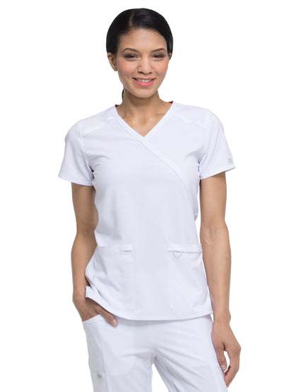 Women's 2-Pocket Contemporary Scrub Top - DK625 - White