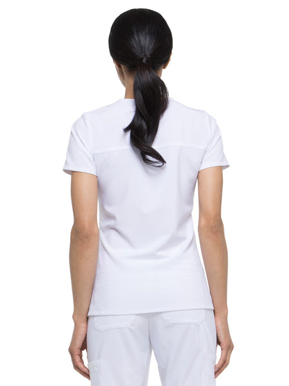 Women's 2-Pocket Contemporary Scrub Top - DK625 - White