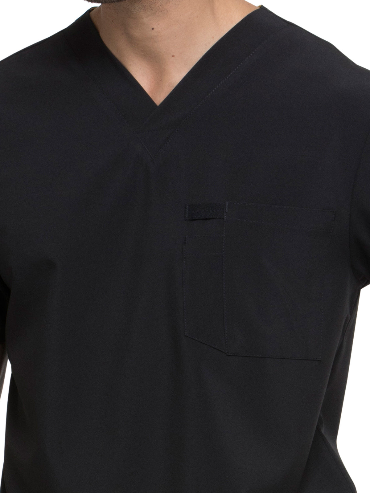 Men's 1-Pocket Tuckable V-Neck Scrub Top - DK635 - Black