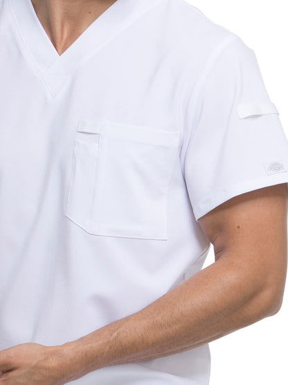 Men's 1-Pocket Tuckable V-Neck Scrub Top - DK635 - White