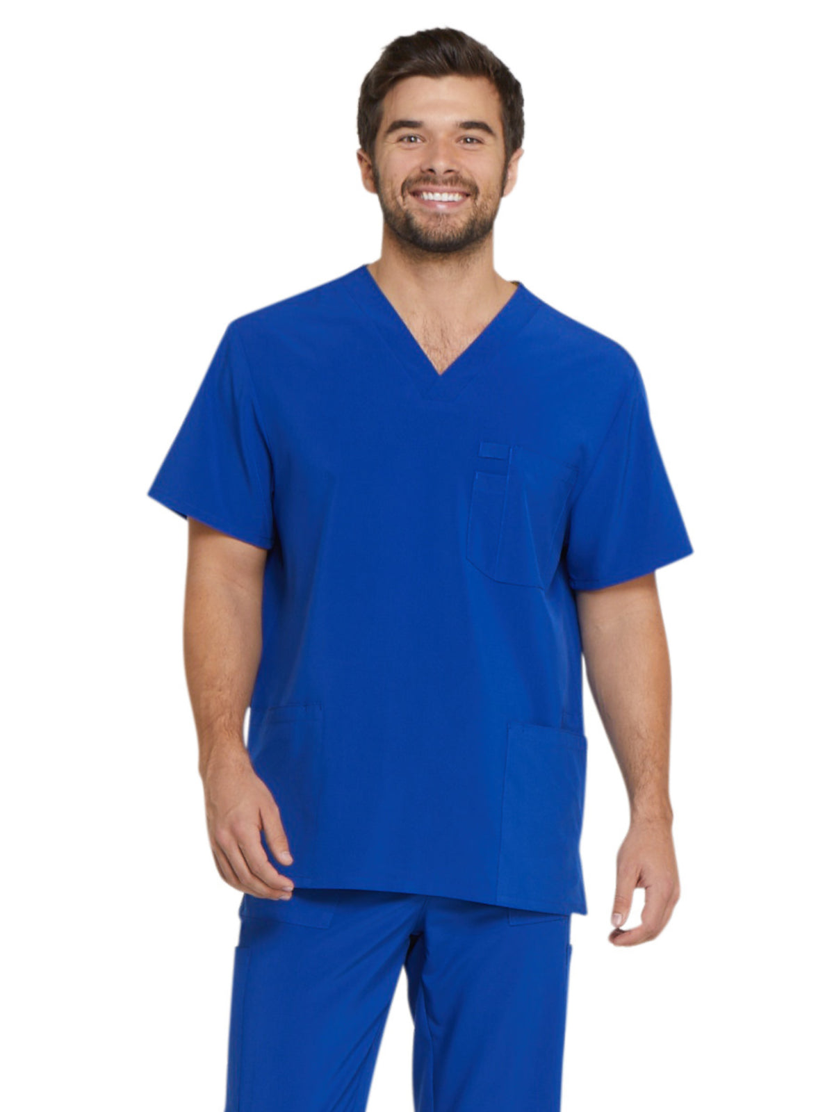 Men's Four-Pocket V-Neck Scrub Top - DK645 - Galaxy Blue