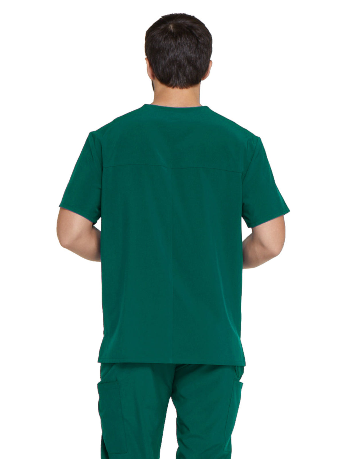 Men's Four-Pocket V-Neck Scrub Top - DK645 - Hunter Green