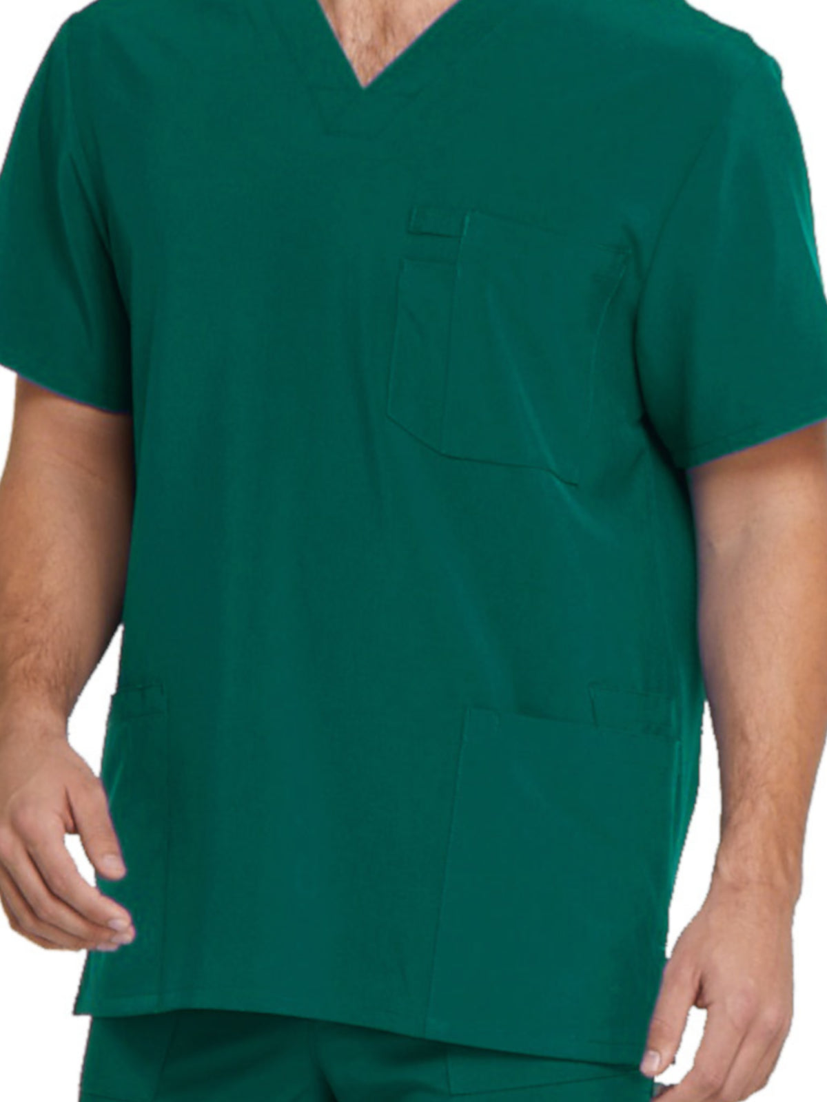 Men's Four-Pocket V-Neck Scrub Top - DK645 - Hunter Green