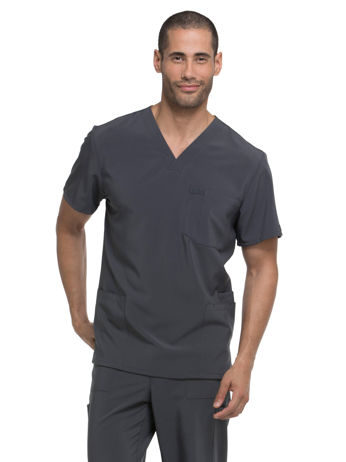 Men's Four-Pocket V-Neck Scrub Top - DK645 - Pewter