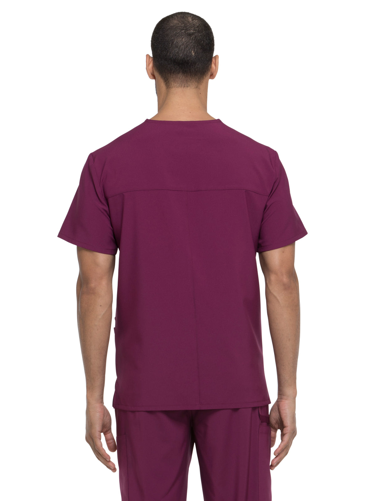 Men's Four-Pocket V-Neck Scrub Top - DK645 - Wine