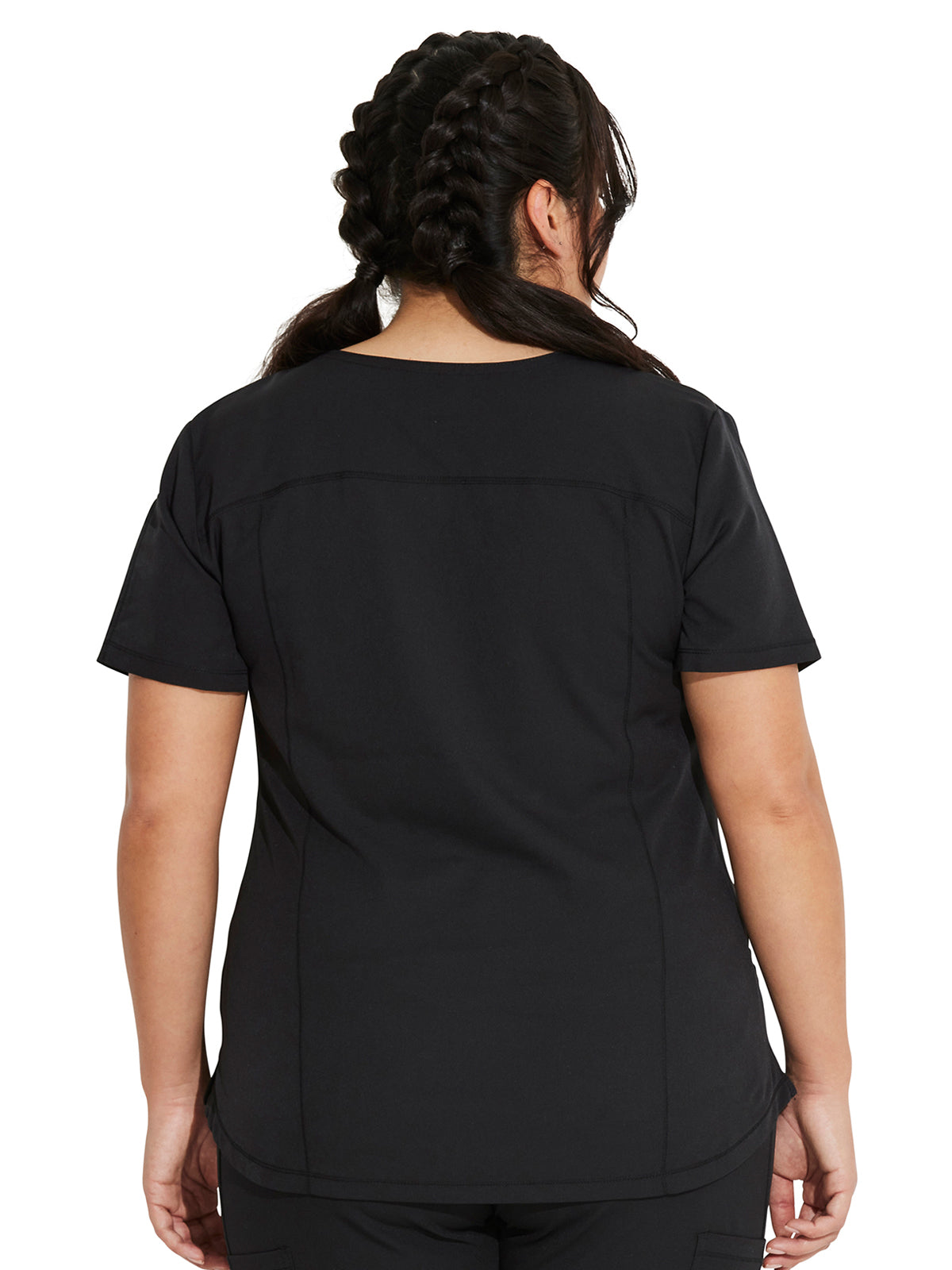 Women's 3-Pocket V-Neck Scrub Top - DK730 - Black