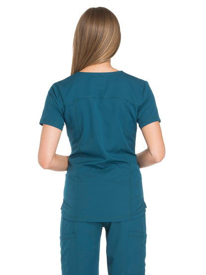 Women's 3-Pocket V-Neck Scrub Top - DK730 - Caribbean Blue