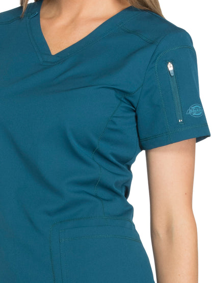 Women's 3-Pocket V-Neck Scrub Top - DK730 - Caribbean Blue