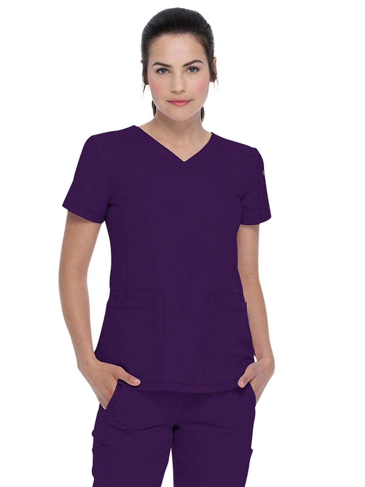 Women's 3-Pocket V-Neck Scrub Top - DK730 - Eggplant