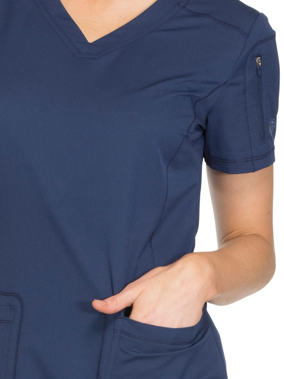 Women's 3-Pocket V-Neck Scrub Top - DK730 - Navy