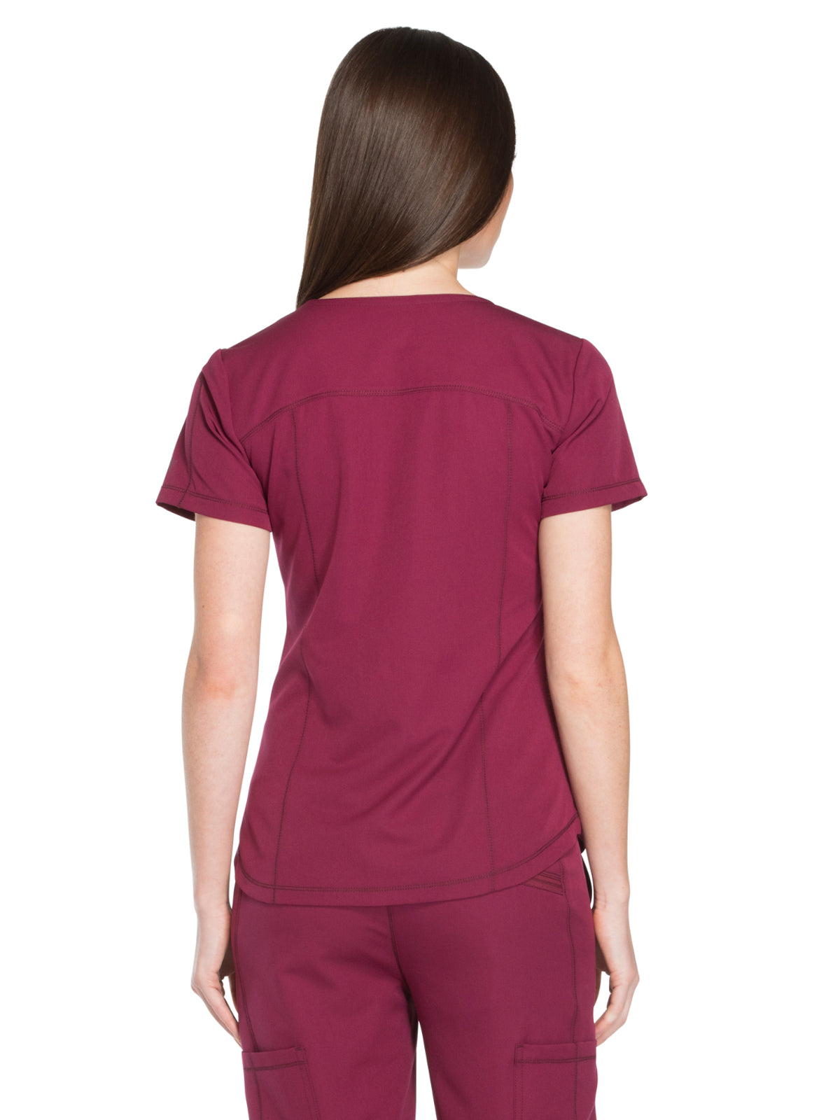 Women's 3-Pocket V-Neck Scrub Top - DK730 - Wine