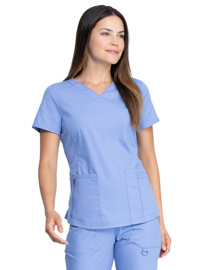 Women's V-Neck Top - DK880 - Ciel