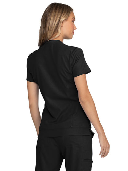 Women's Split Neck Top - HS765 - Black