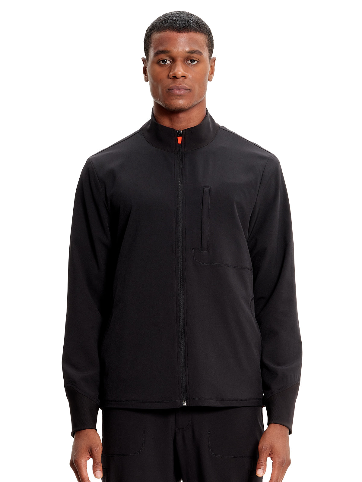 Men's Zip Front Scrub Jacket - IN350A - Black