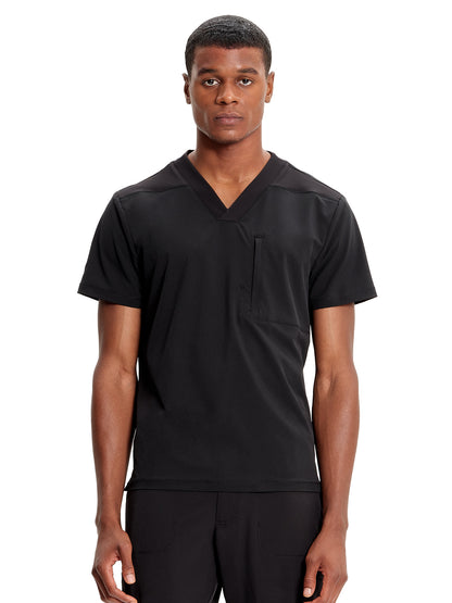 Men's V-Neck Scrub Top - IN700A - Black