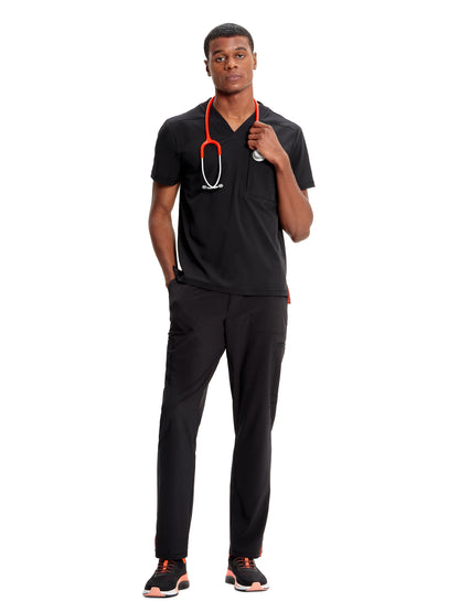 Men's V-Neck Scrub Top - IN700A - Black