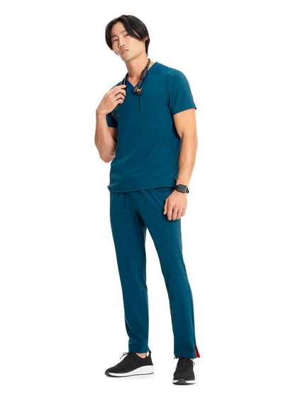 Men's V-Neck Scrub Top - IN700A - Caribbean Blue