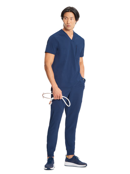 Men's V-Neck Scrub Top - IN700A - Navy