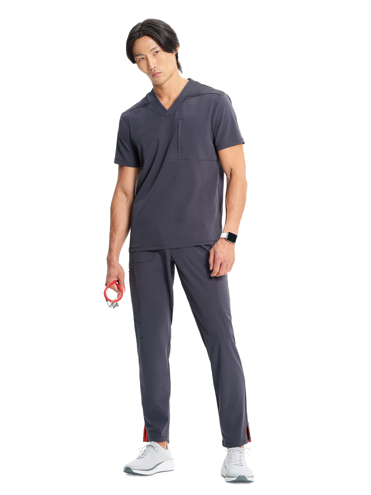 Men's V-Neck Scrub Top - IN700A - Pewter