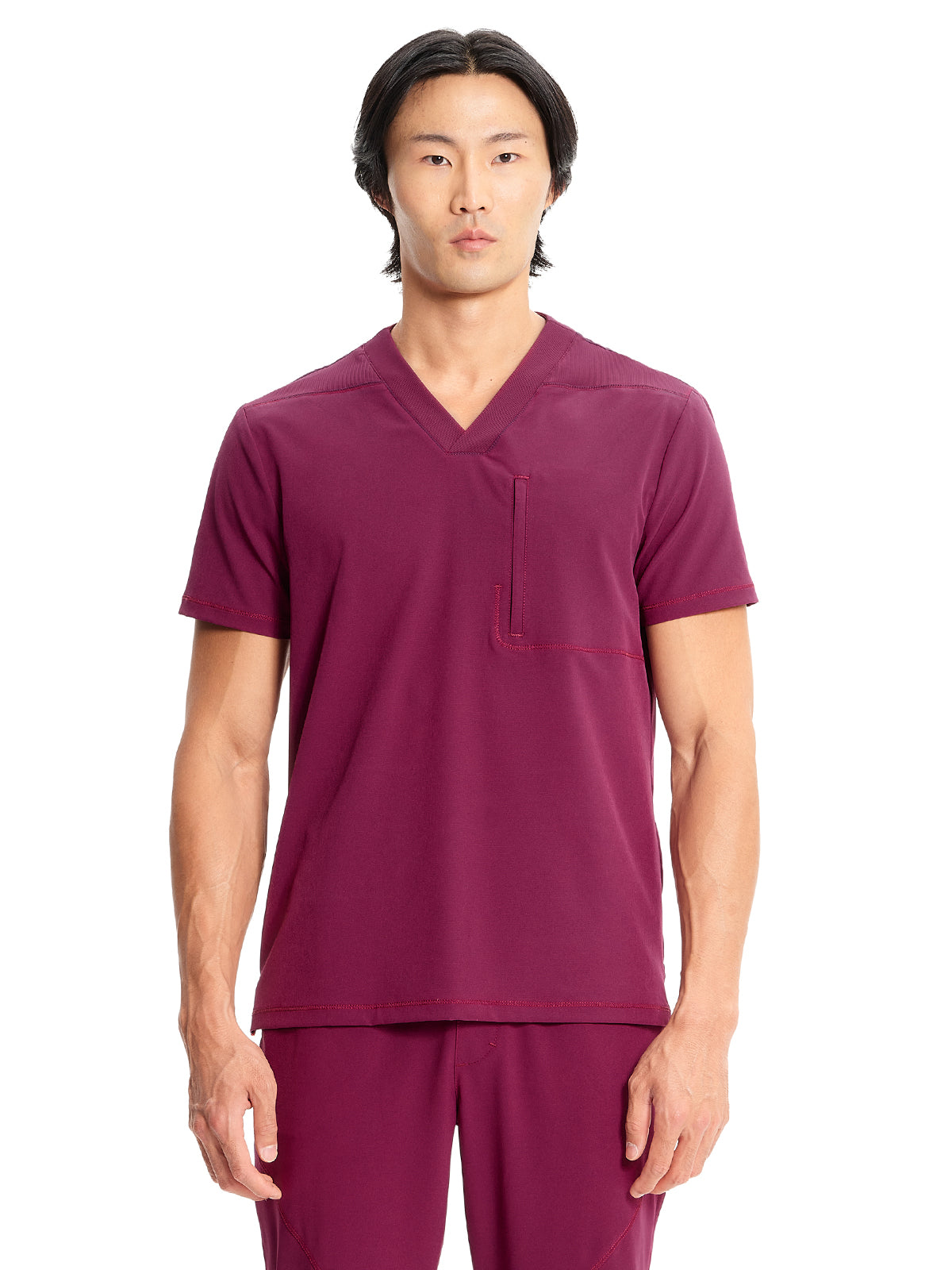 Men's V-Neck Scrub Top - IN700A - Wine