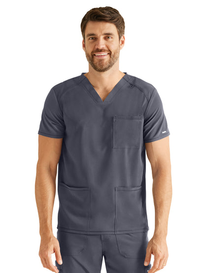 Men's 3-Pocket V-Neck Scrub Top - IP603A - Pewter