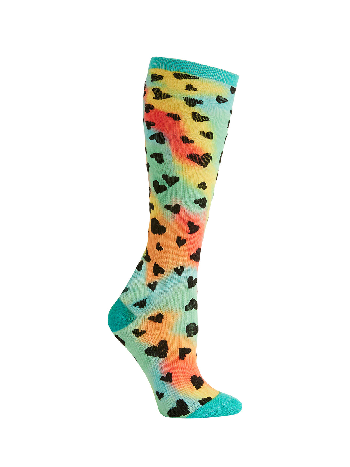 Women's 1 Pair Pack 15-20 mmHg Support Socks - KICKSTART - Tie Dye Love