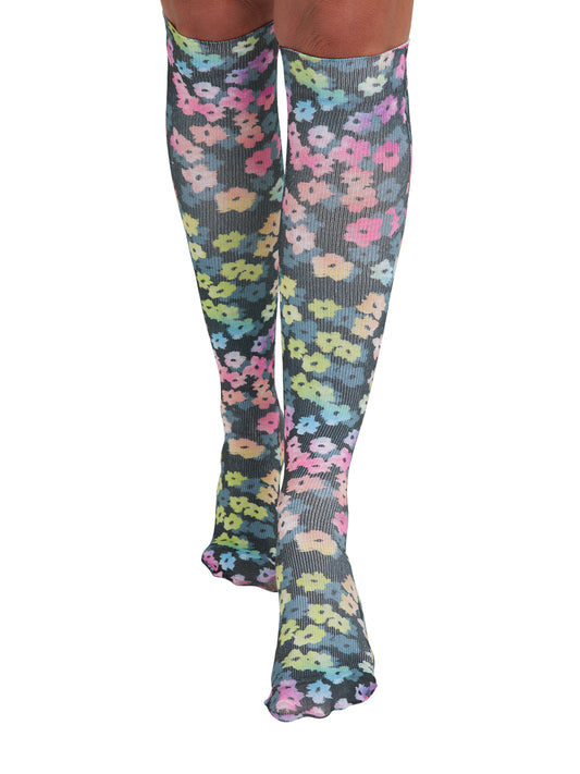Women's Compression Knee-Highs - SOULSUPPORT - Rainbow Blossoms