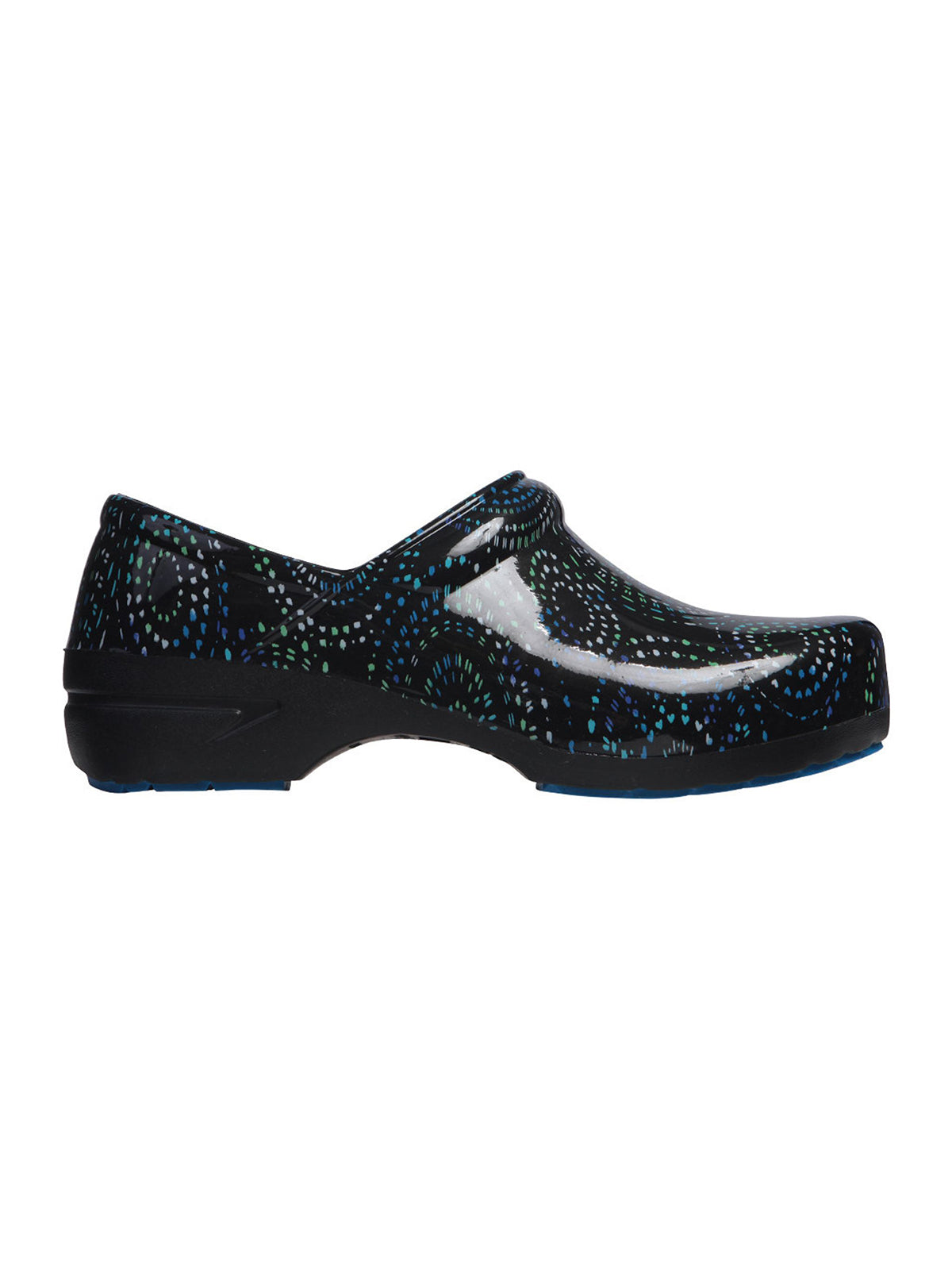 Women's Antimicrobial Insole Footwear - SRANGEL - Prismatic Spirals Blue