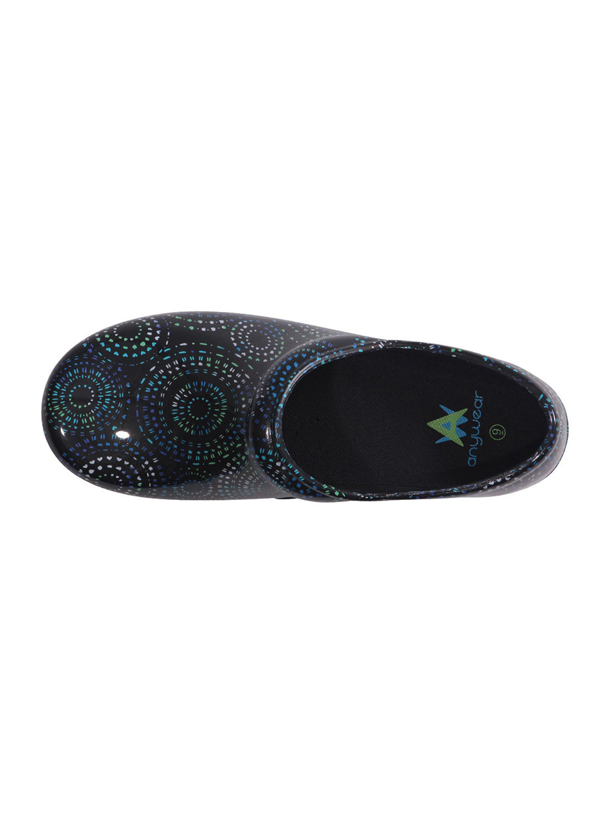 Women's Antimicrobial Insole Footwear - SRANGEL - Prismatic Spirals Blue