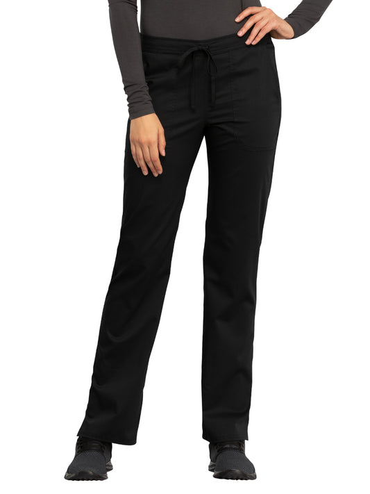 Women's 3-Pocket Mid Rise Scrub Pant - WW005 - Black