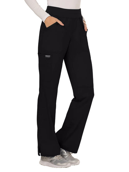 Women's 4-Pocket Mid Rise Straight Leg Pull-on Pant - WW110 - Black