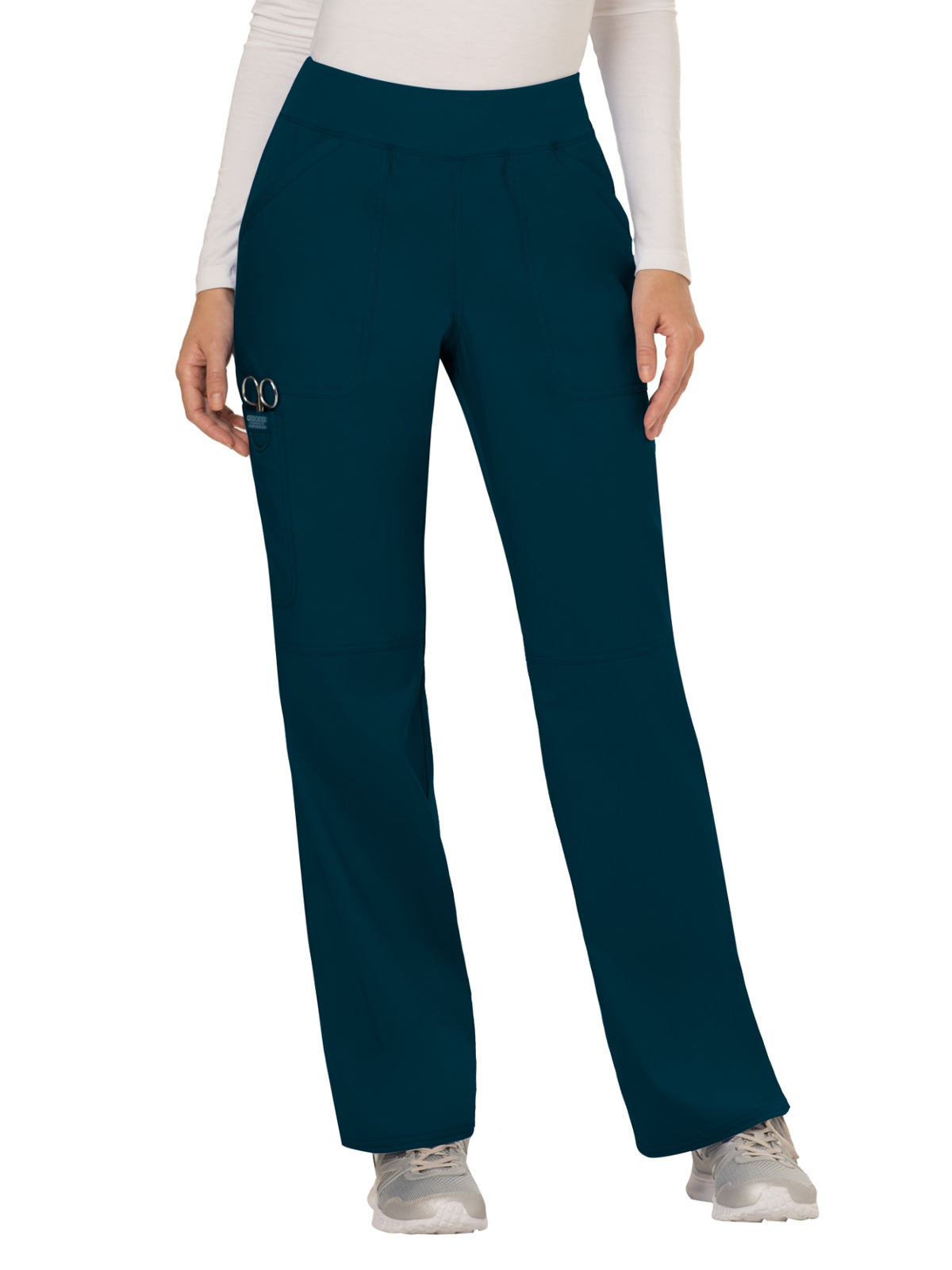 Women's 4-Pocket Mid Rise Straight Leg Pull-on Scrub Pant - WW110 - Caribbean Blue