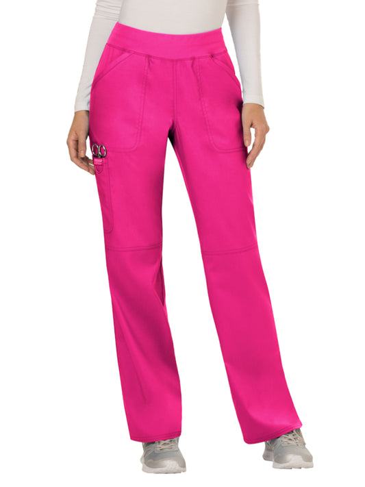 Women's 4-Pocket Mid Rise Straight Leg Pull-on Scrub Pant - WW110 - Electric Pink