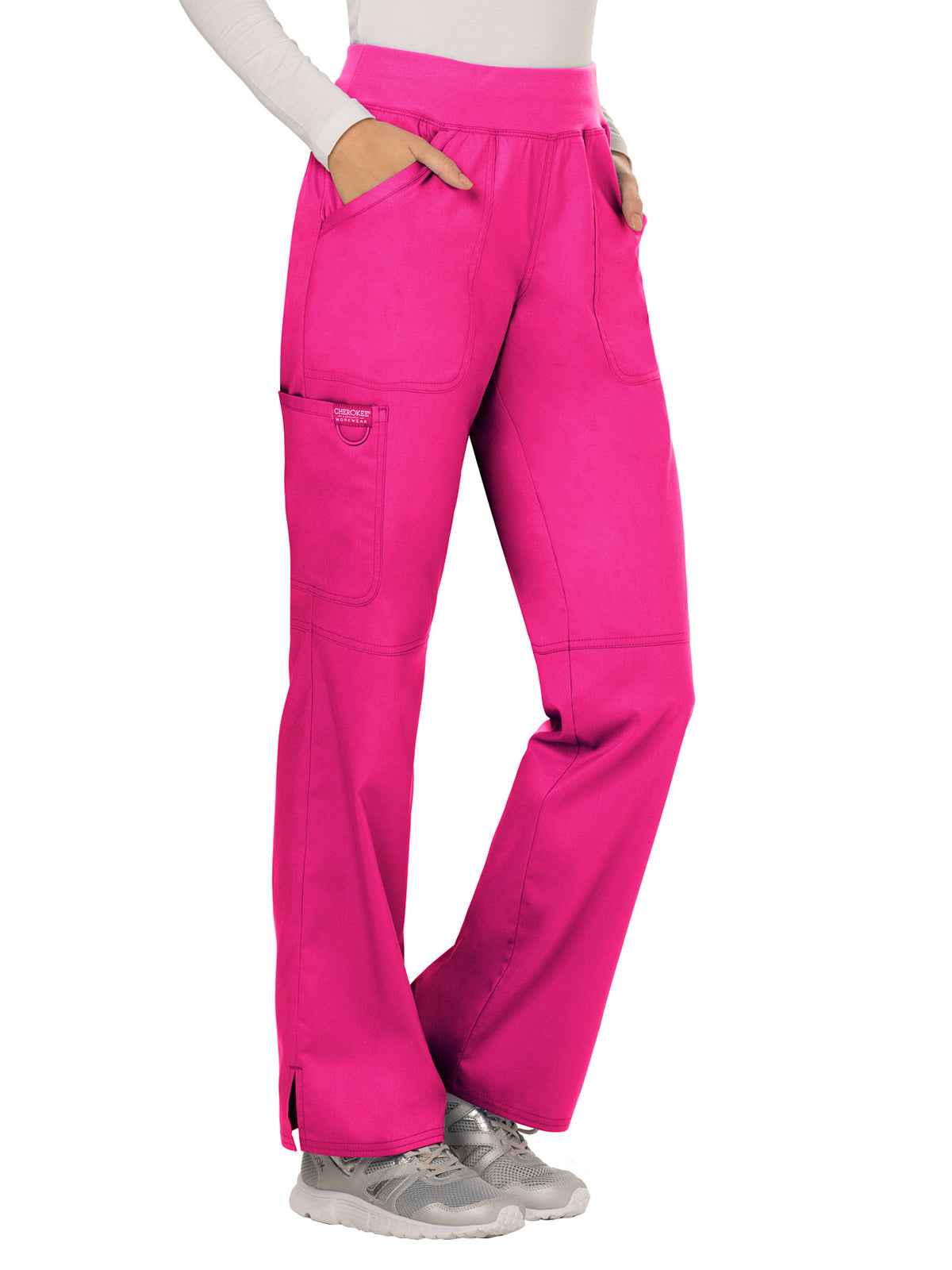 Women's 4-Pocket Mid Rise Straight Leg Pull-on Pant - WW110 - Electric Pink