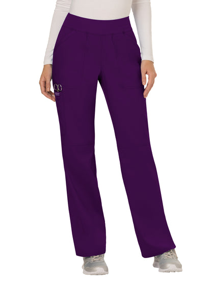 Women's 4-Pocket Mid Rise Straight Leg Pull-on Scrub Pant - WW110 - Eggplant