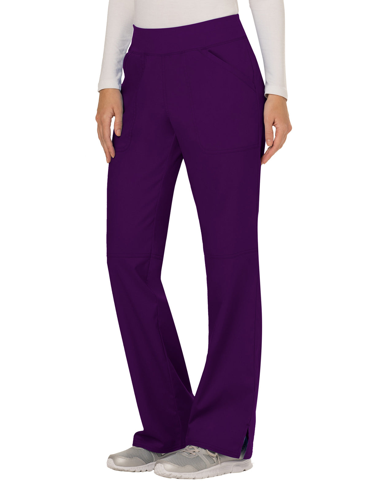 Women's 4-Pocket Mid Rise Straight Leg Pull-on Pant - WW110 - Eggplant