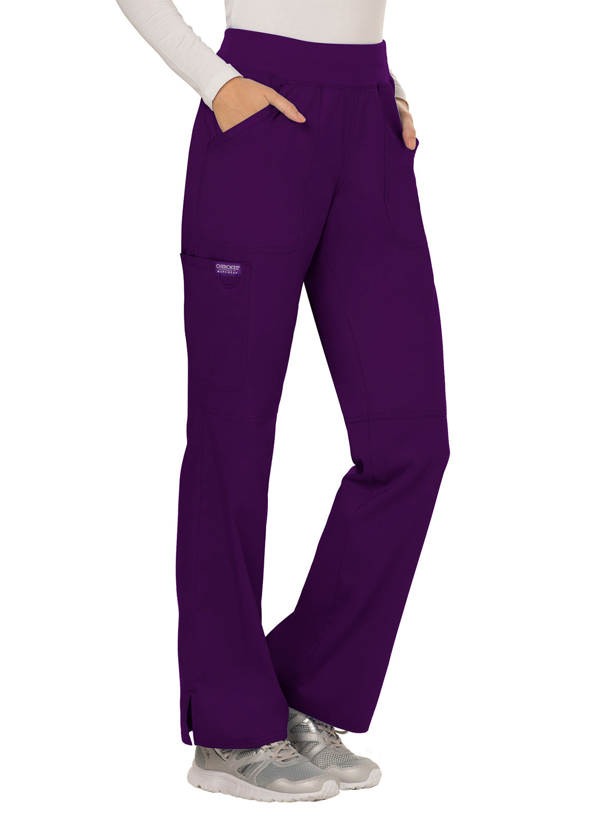 Women's 4-Pocket Mid Rise Straight Leg Pull-on Pant - WW110 - Eggplant
