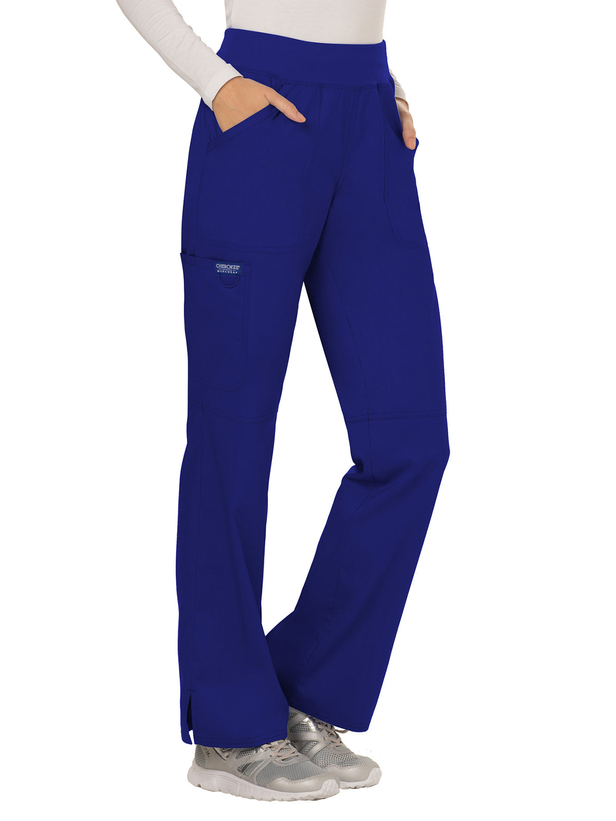 Women's 4-Pocket Mid Rise Straight Leg Pull-on Scrub Pant - WW110 - Galaxy Blue