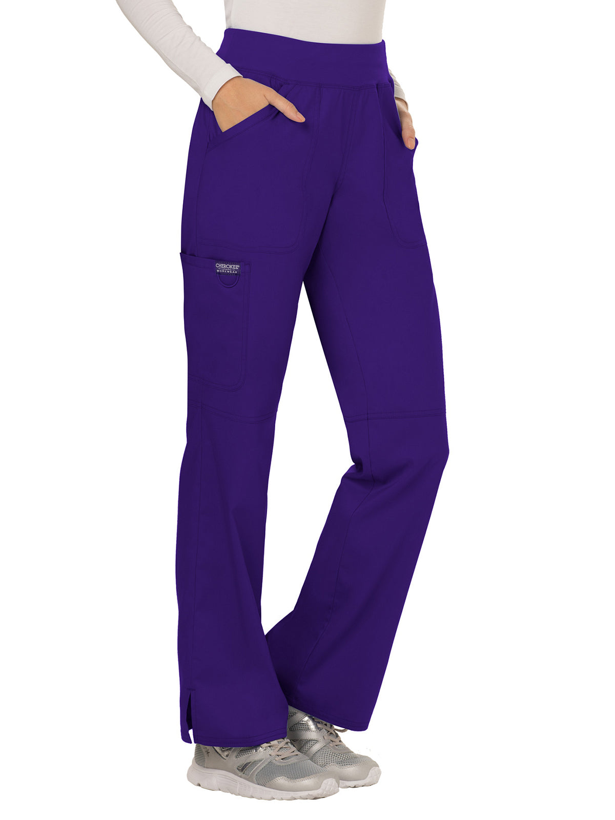 Women's 4-Pocket Mid Rise Straight Leg Pull-on Scrub Pant - WW110 - Grape