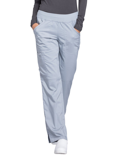 Women's 4-Pocket Mid Rise Straight Leg Pull-on Scrub Pant - WW110 - Grey