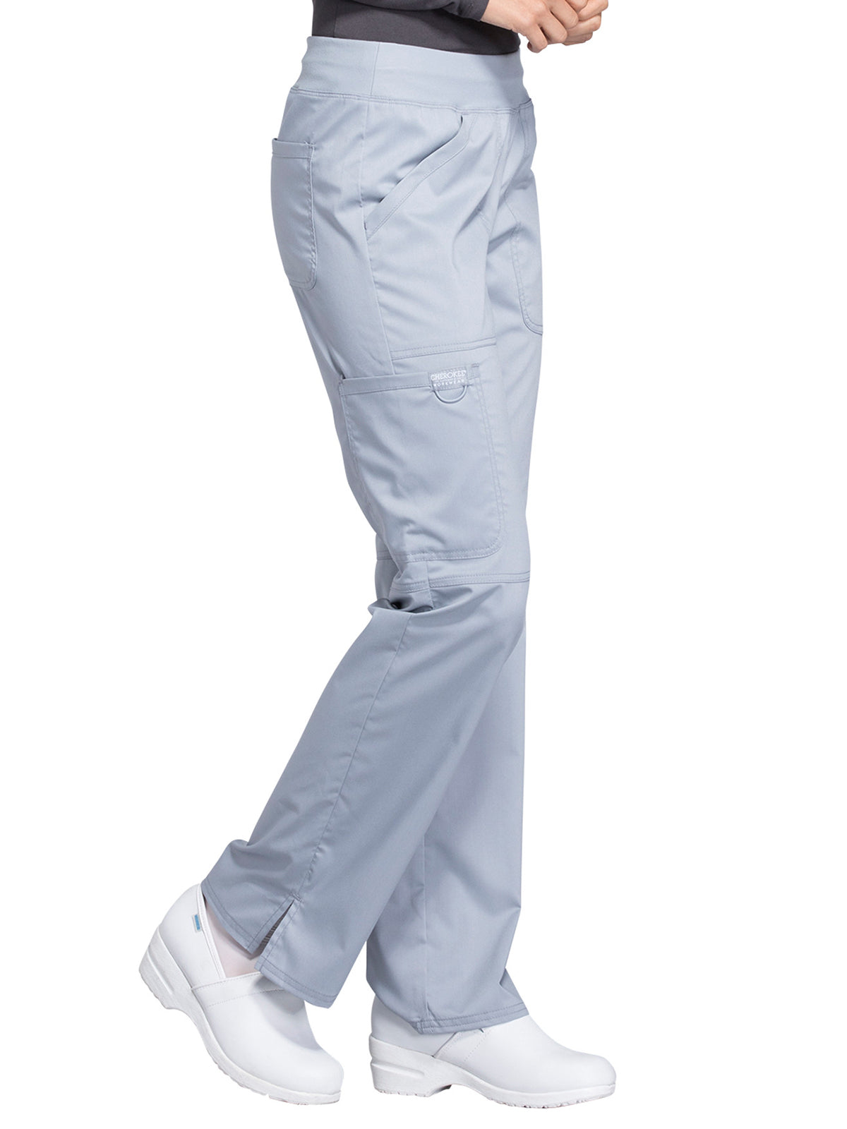 Women's 4-Pocket Mid Rise Straight Leg Pull-on Scrub Pant - WW110 - Grey