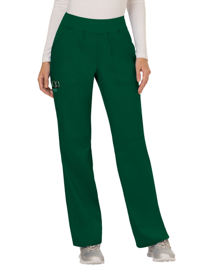 Women's 4-Pocket Mid Rise Straight Leg Pull-on Scrub Pant - WW110 - Hunter Green