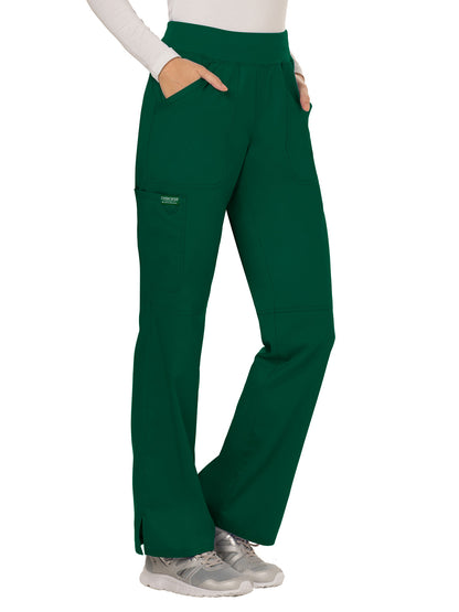 Women's 4-Pocket Mid Rise Straight Leg Pull-on Scrub Pant - WW110 - Hunter Green