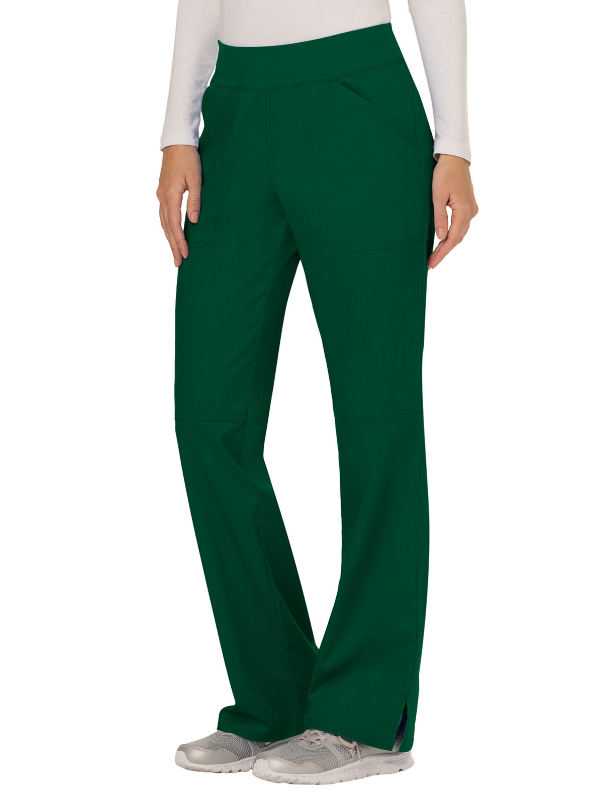 Women's 4-Pocket Mid Rise Straight Leg Pull-on Scrub Pant - WW110 - Hunter Green