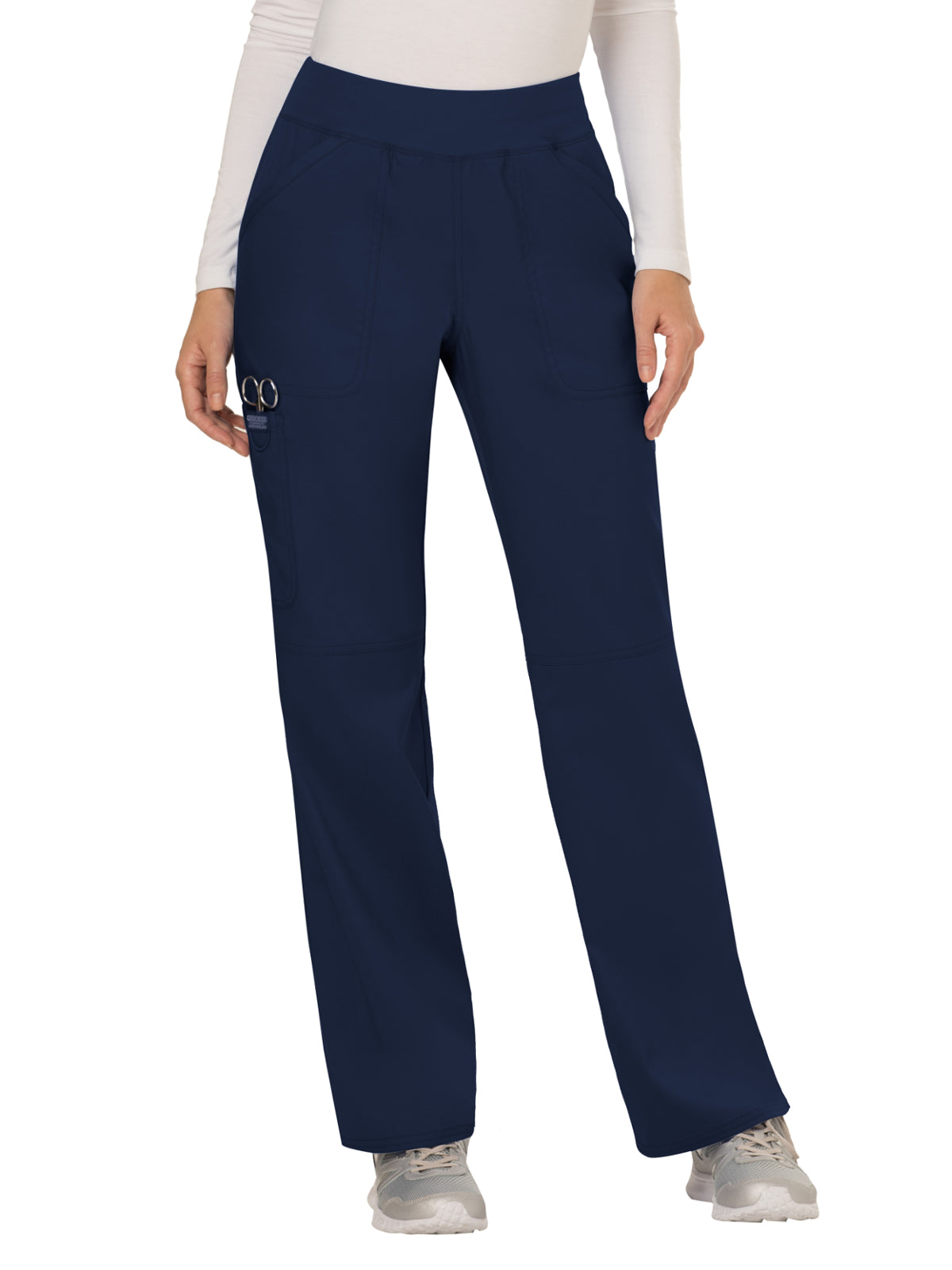 Women's 4-Pocket Mid Rise Straight Leg Pull-on Scrub Pant - WW110 - Navy