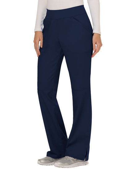 Women's 4-Pocket Mid Rise Straight Leg Pull-on Scrub Pant - WW110 - Navy