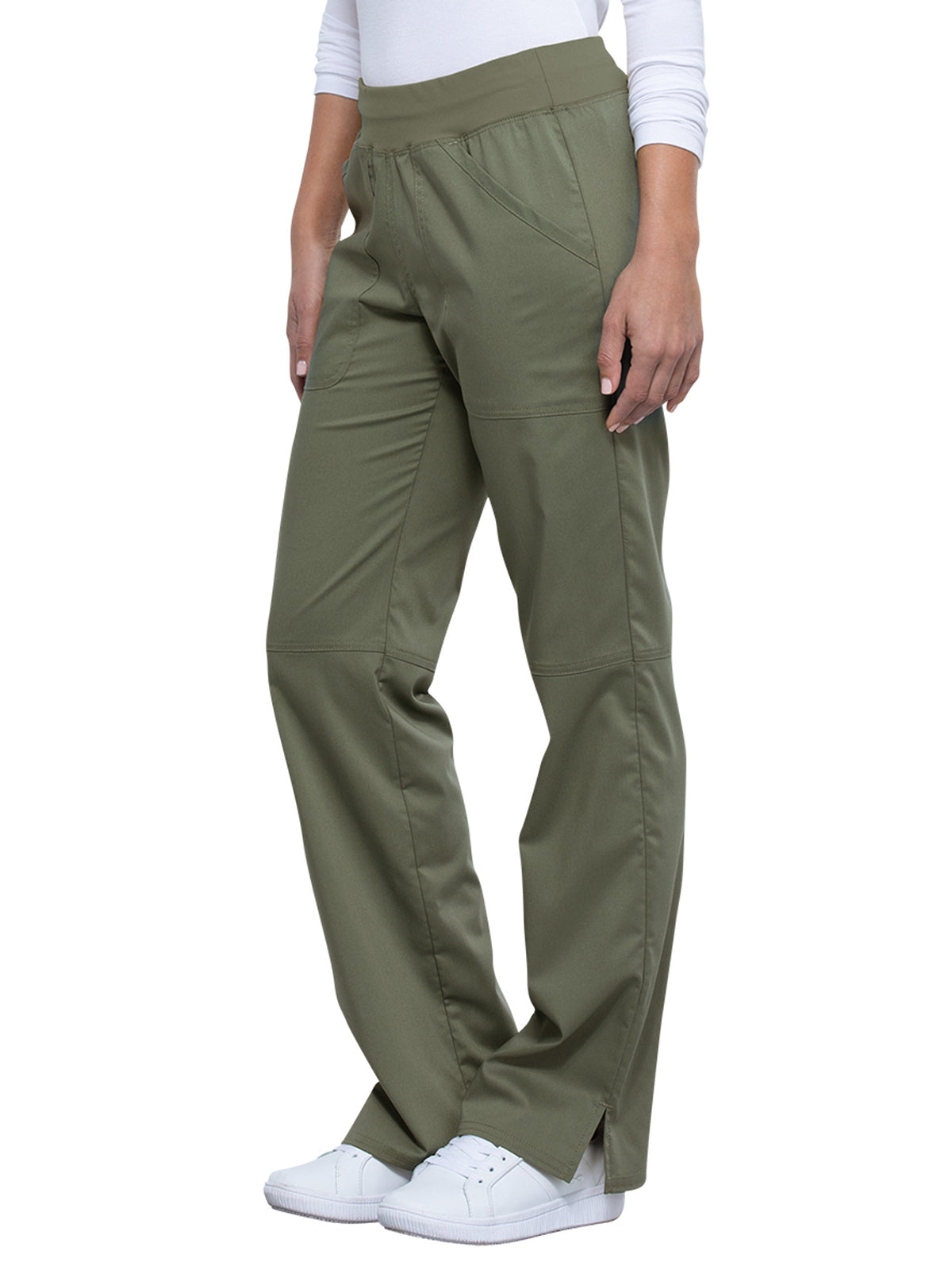 Women's 4-Pocket Mid Rise Straight Leg Pull-on Pant - WW110 - Olive