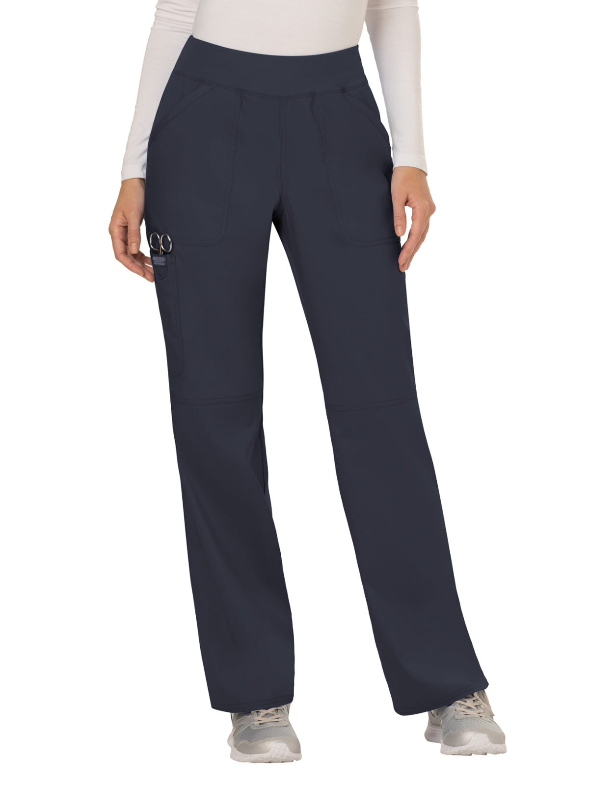 Women's 4-Pocket Mid Rise Straight Leg Pull-on Scrub Pant - WW110 - Pewter